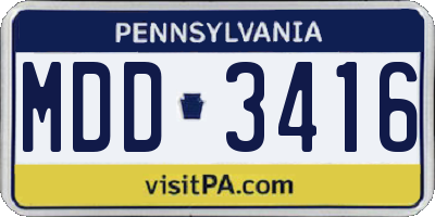 PA license plate MDD3416