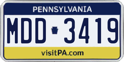 PA license plate MDD3419