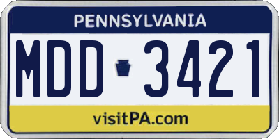 PA license plate MDD3421