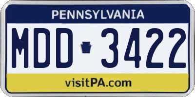 PA license plate MDD3422