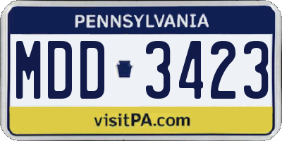 PA license plate MDD3423
