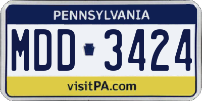 PA license plate MDD3424