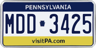 PA license plate MDD3425