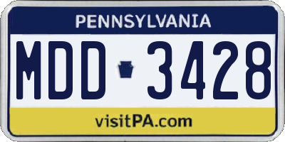 PA license plate MDD3428