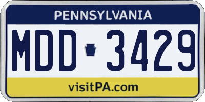 PA license plate MDD3429