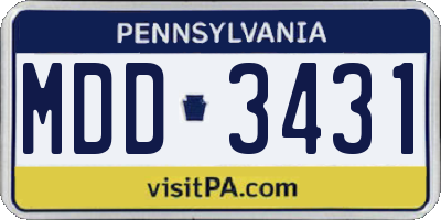 PA license plate MDD3431
