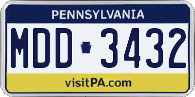 PA license plate MDD3432