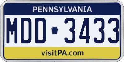 PA license plate MDD3433