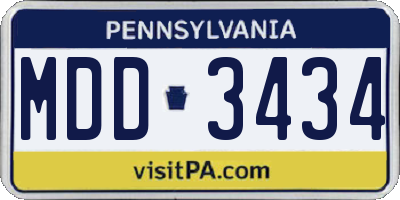 PA license plate MDD3434