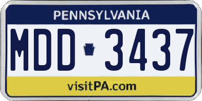 PA license plate MDD3437