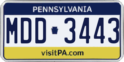 PA license plate MDD3443