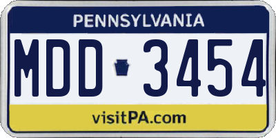 PA license plate MDD3454