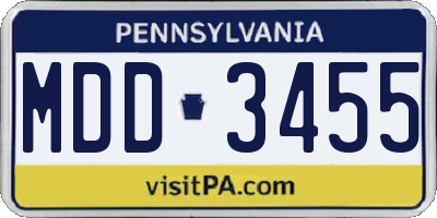 PA license plate MDD3455
