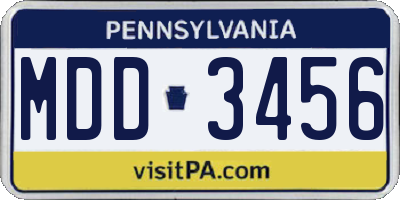 PA license plate MDD3456