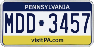 PA license plate MDD3457