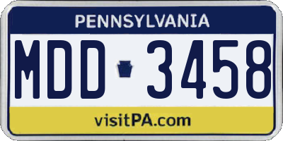 PA license plate MDD3458