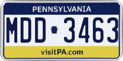 PA license plate MDD3463