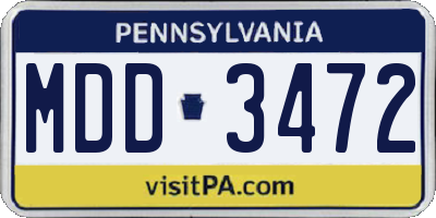 PA license plate MDD3472