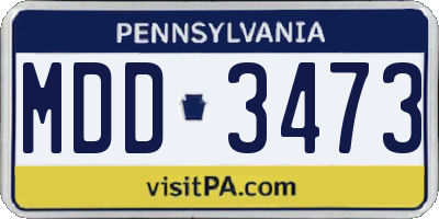 PA license plate MDD3473