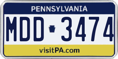 PA license plate MDD3474