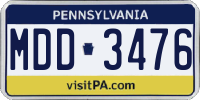 PA license plate MDD3476