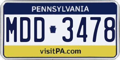 PA license plate MDD3478