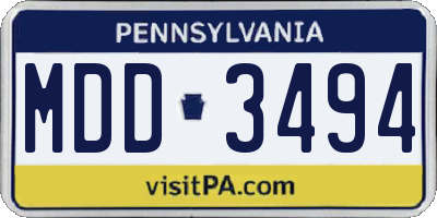 PA license plate MDD3494