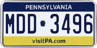PA license plate MDD3496