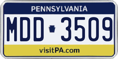 PA license plate MDD3509