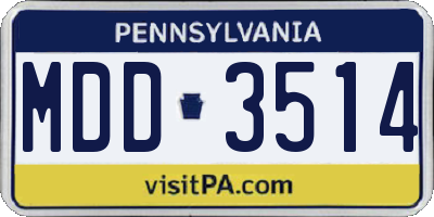 PA license plate MDD3514