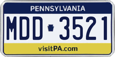 PA license plate MDD3521