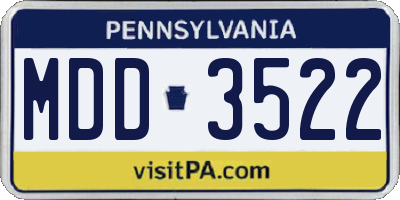 PA license plate MDD3522