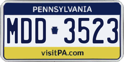 PA license plate MDD3523