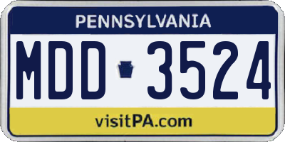PA license plate MDD3524