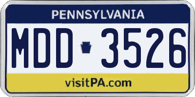 PA license plate MDD3526