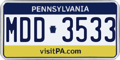 PA license plate MDD3533