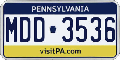 PA license plate MDD3536