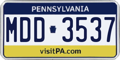PA license plate MDD3537