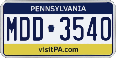 PA license plate MDD3540