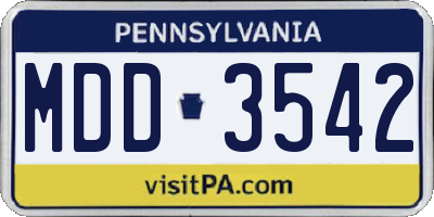 PA license plate MDD3542