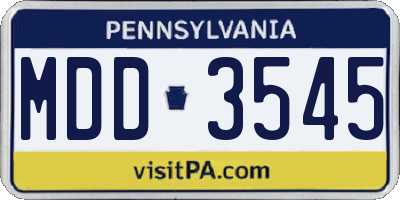 PA license plate MDD3545