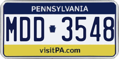PA license plate MDD3548