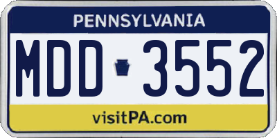 PA license plate MDD3552