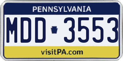 PA license plate MDD3553