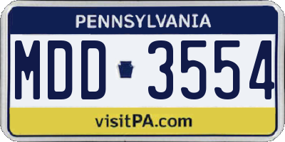 PA license plate MDD3554