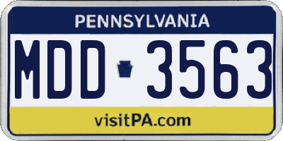 PA license plate MDD3563
