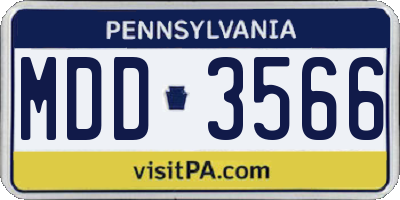 PA license plate MDD3566