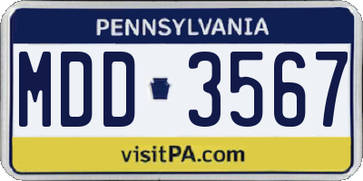 PA license plate MDD3567