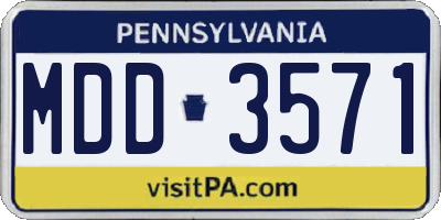 PA license plate MDD3571