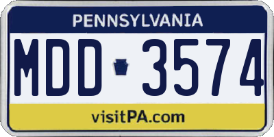 PA license plate MDD3574